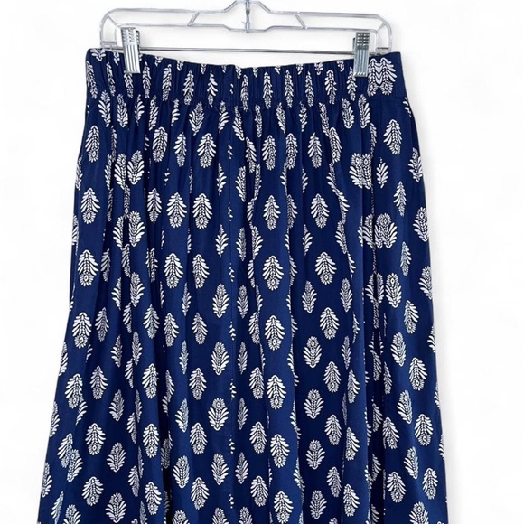 J Crew Womens Navy Printed Button-Front detail Pleated Midi Skirt - Picture 7 of 8